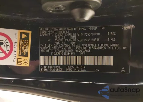 2016 Toyota Highlander Xle V6 z USA, uszkodzony, nr VIN 5TDJKRFH5GS284975